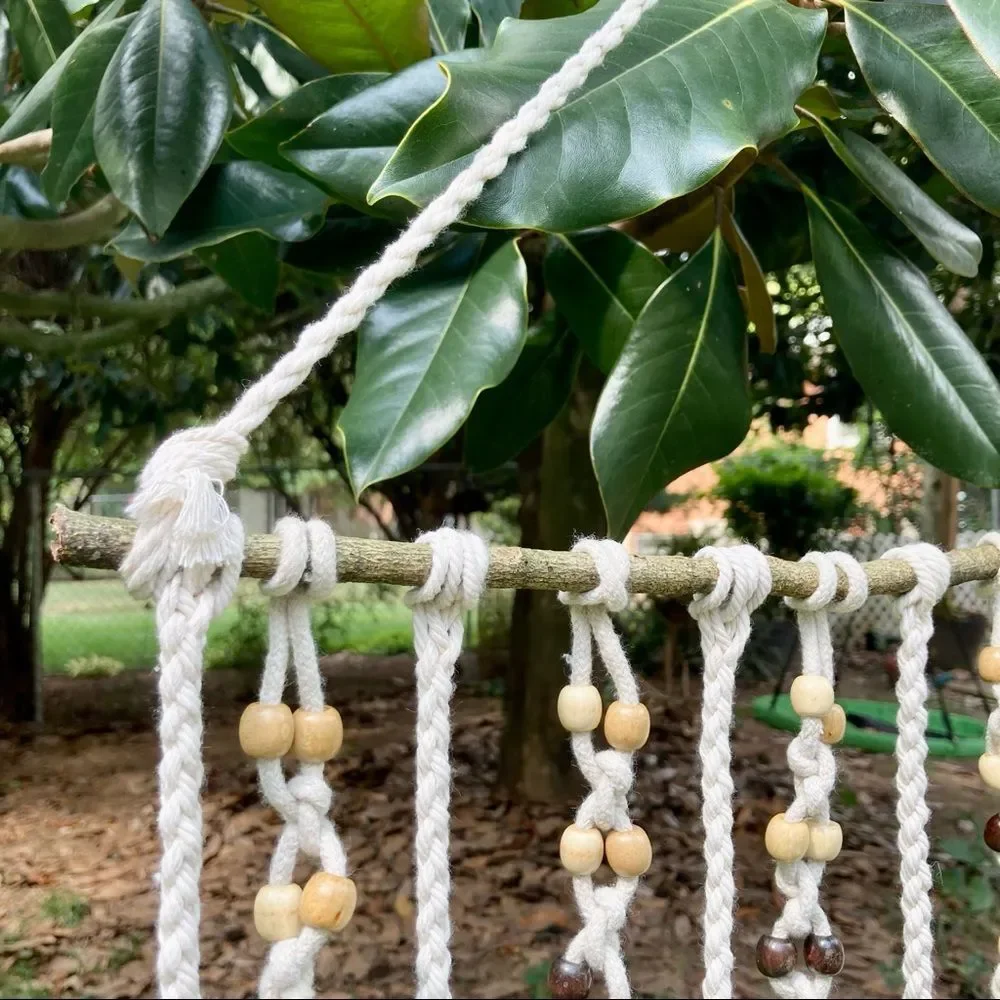 BOHEMIAN Macrame WALL ART Wall Hanging Decor with Tassels and Beads 35 x 17 in